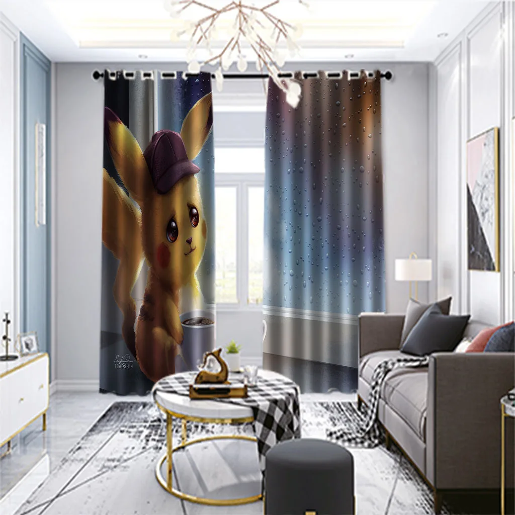 かわいいピカチュウ3d遮光断熱サンスクリーンカーテンボーイギフト寝室リビングルームの装飾プリントカーテンカスタマイズ Curtains Aliexpress
