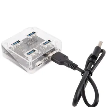

4 Port USB 3.0 Hub 3 In 1 Square Super-speed 5Gbps Multi Ports Expander With USB Cable For Charging Hard Drive Data Transfer