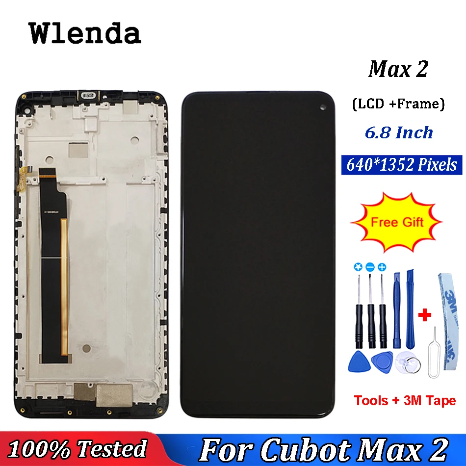 

6.8"Black For Cubot Max 2 LCD Display And Touch Screen + Frame For Cubot Max 2 Screen Replacement +Free Tools