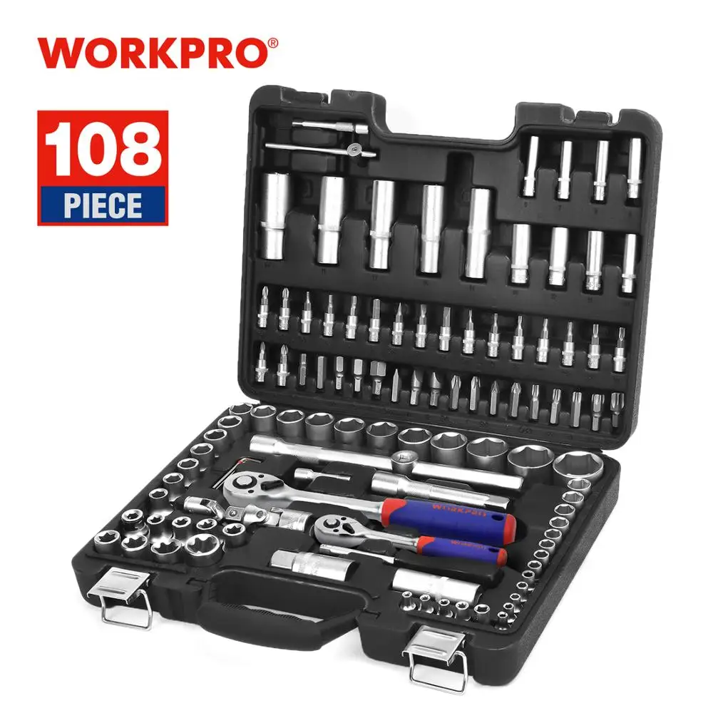 £56.46 Workpro 108pc Tool Set For Car Repair Tools Mechanic Tool