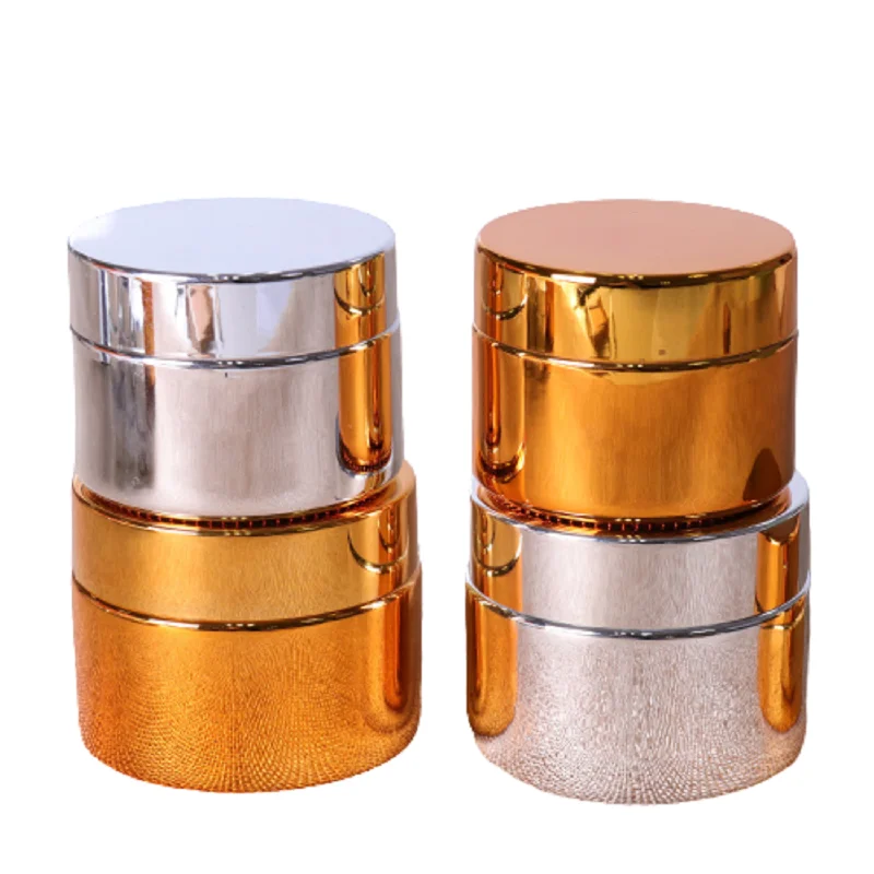 

5G 10G 15G 20G 30G 50G Gold Glass Cream Jar Empty Silver Glass Cosmetic Packaging Container Refillable Bottle 20pcs/Lot