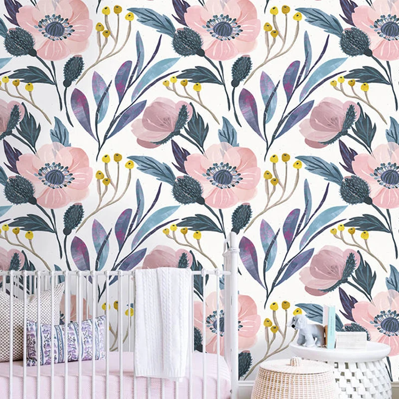 

Watercolor Peony Floral Peel and Stick Wallpaper Removable Multi-Color Vinyl Self Adhesive Contact Paper Decorative For Bedroom