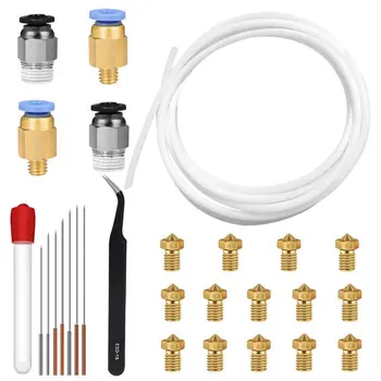 

3D Printer Extruder Nozzle with Nozzle Cleaning PTFE Teflon Tube PC4-M6 Quick Fitting PC4-M10 Straight Pneumatic Fitting Connect