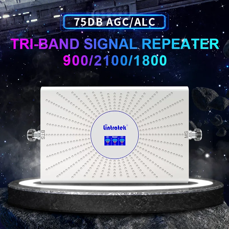 

Lintratek 2G 3G 4G Signal Repeater 900 2100 1800 GSM UMTS LTE Tri-band Cellular Amplifier 500sqm ALC Booster For Data and Call