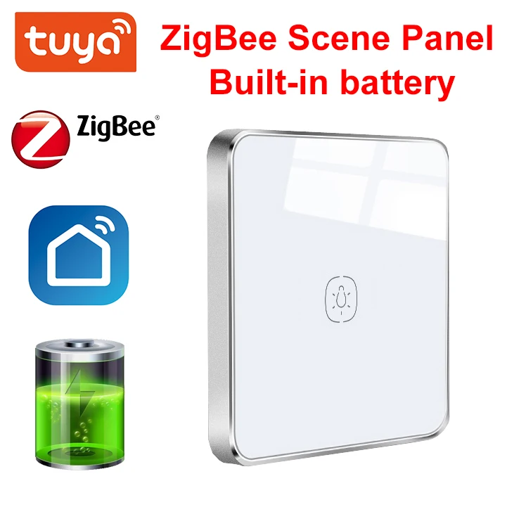 

Tuya ZigBee Scene Panel Switch Battery Switch Working with Tuya ZigBee Hub One-click Automation linkage Built-in battery