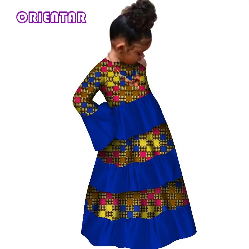 Детские длинные платья в африканском стиле для маленьких девочек; традиционные вечерние платья с расклешенными рукавами и принтом в африканском стиле; детская одежда; WYT209 - Цвет: 4