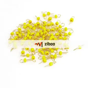 

100 Pcs Yellow Ceramic Bead Gold Plated Copper PCB Test Pin Terminals.