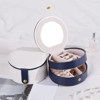 

Creative Portable Three-layer Jewelry Box Earrings Ring Bracelet Storage Place Detachable Multipurpose Round Finishing Box