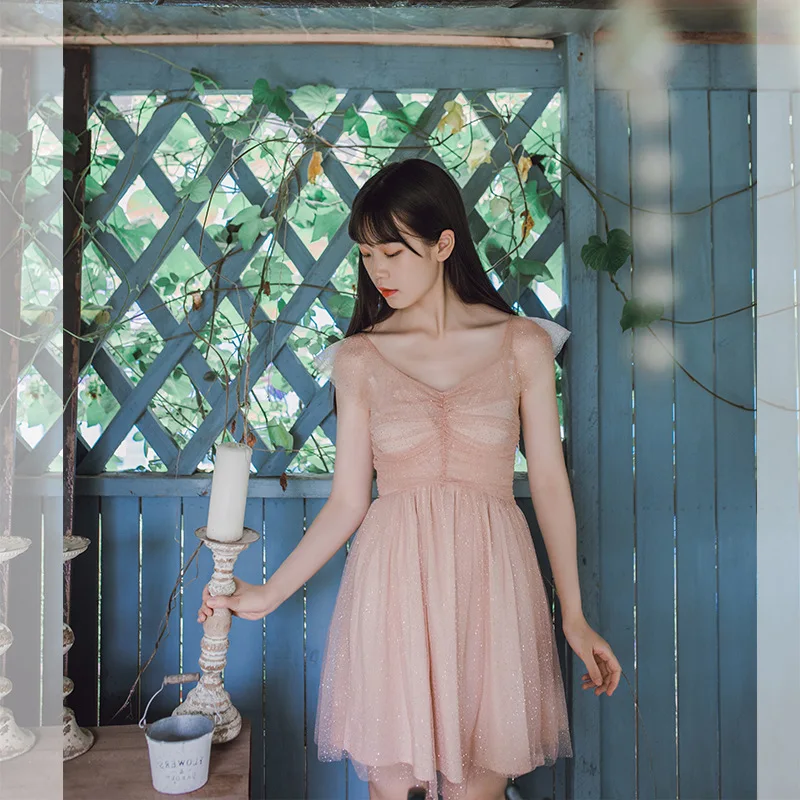 Платье с блестками MiSS Sweet First Love, платье для девочек, газовое обтягивающее платье с талией, летняя одежда для женщин, стиль