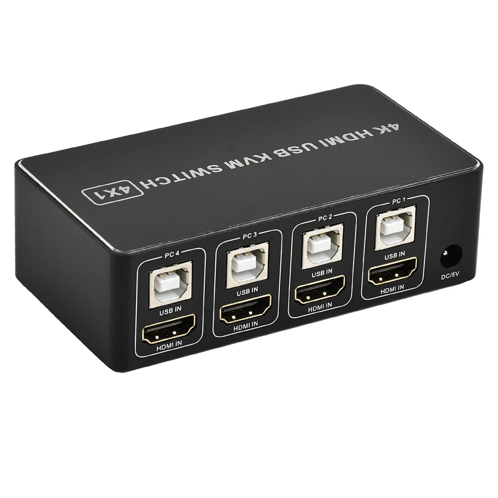 4 порта HDMI KVM переключатель 4 к USB HDMI KVM коммутатор 4 в 1 выход горячий ключ 4 к X 2 к/30 Гц HDMI 1,4 win10/8/mac os ПК ноутбук - Цвет: Черный