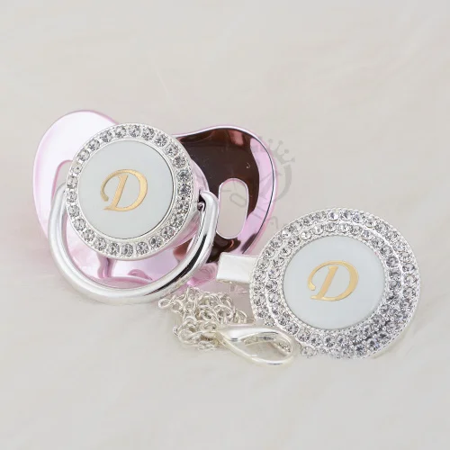 MIYOCAR bling имя инициалы буквы D Красивая шикарная соска и соска клип набор BPA бесплатно пустышка bling babyshower подарок LD-1 - Цвет: LD-11-1   6-18M