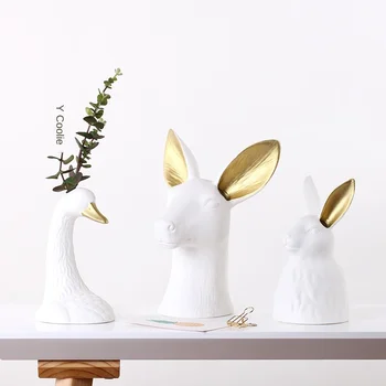 

Nordic Creative Deer Flower insert Ceramics Animal Vase Decoration Sample room Entrance TV cabinet Adornment Home Crafts Gift