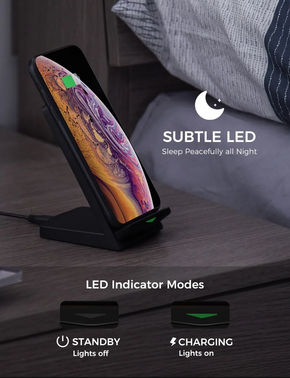 Seneo PA153 Wireless Charger Stand Quick Charger Dock 10W Fast Charging Samsung S10 S9 Note 9 10 7.5W For iPhone 11 XS XR X 8 (6)