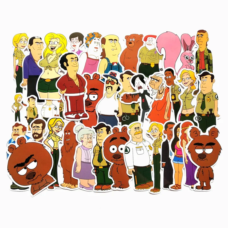 TD ZW 34 шт. Brickleberry USA комедия граффити наклейка s для автомобиля ноутбука багажа скейтборда бутылка для мотоциклов наклейка детская игрушка наклейка