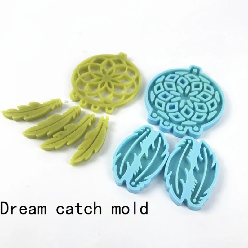 A5KE 3Pcs Dream Catcher Mold Silicone Keychain Pendants Epoxy Resin Casting Feather Shape Earrings DIY Crafts |