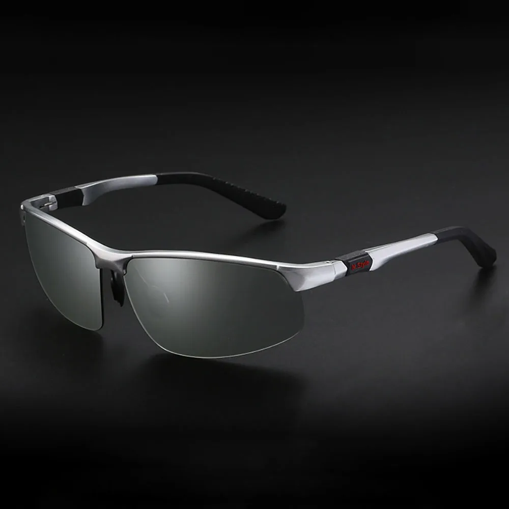 

New riding glasses photosensitive discoloration polarized glasses men's outdoor sports aluminum magnesium sunglasses