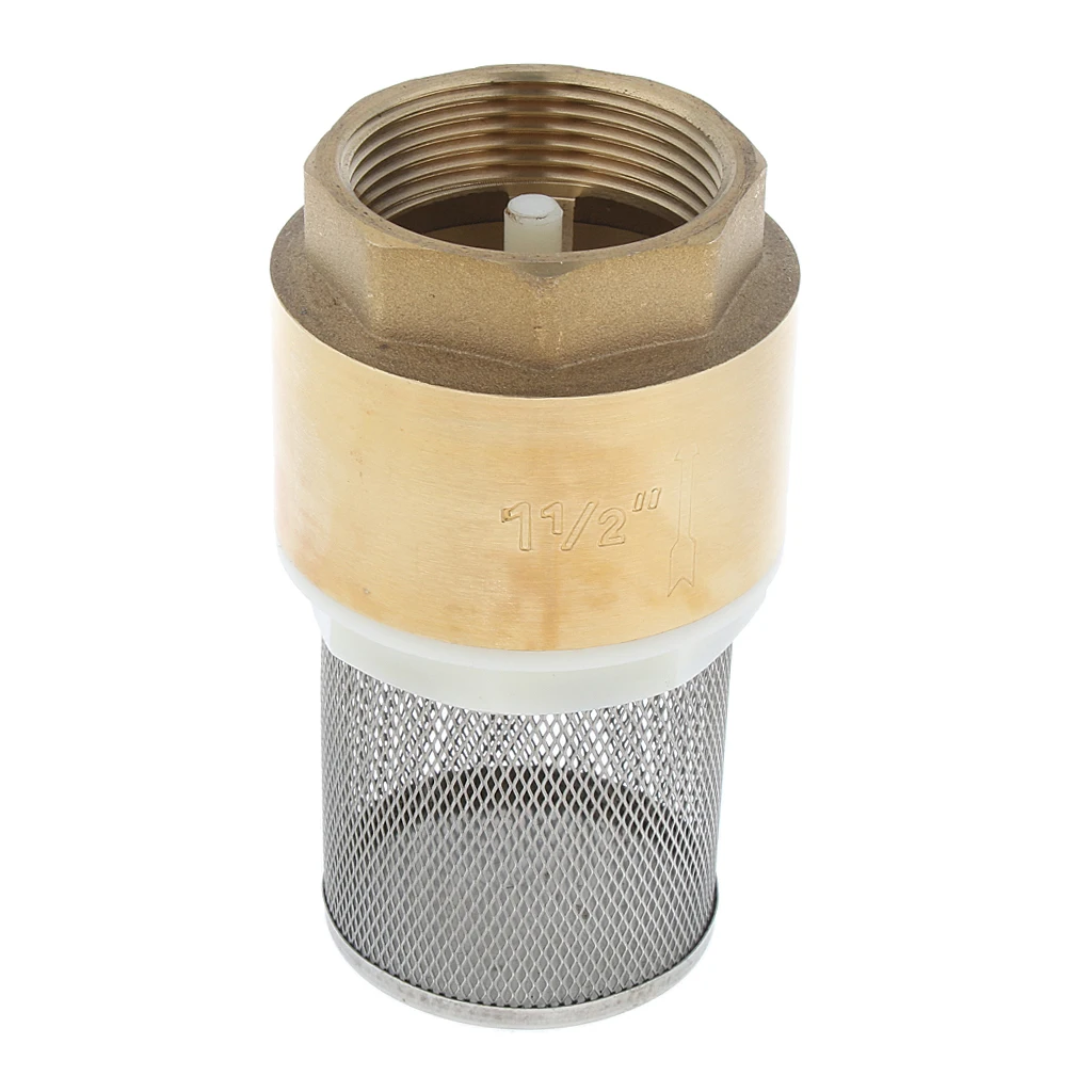 Brass Foot Valve Mesh Check Valve With Strainer Filter DN40 1-1/2 Inch, Installed at a pump or at the bottom of a pipe line