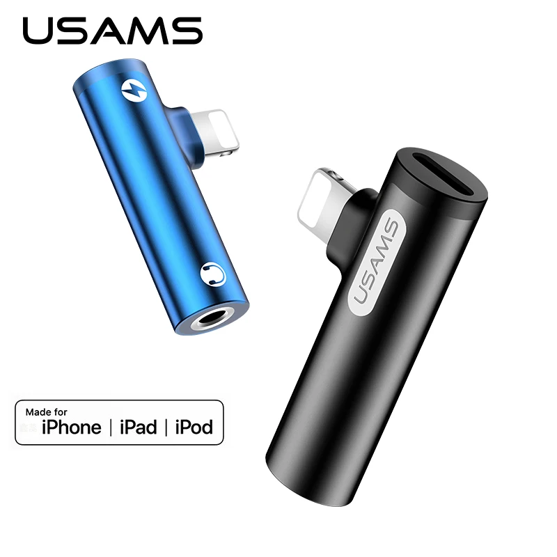 Адаптер USAMS для наушников Apple Lightning/3 5 мм адаптер 2 в 1 зарядки аудио iPhone 11 xs xr 8 7 6 plus |
