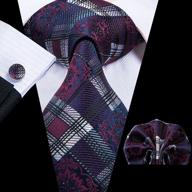 SN-1714 клетчатые Цветочные Галстуки для мужчин формальный свадебный галстук набор для костюма стильный галстук квадратный носовой платок Запонки Галстуки - Цвет: SN-3073