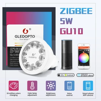 

led Soposh dual white and color smart LED spotlight GU10 RGBCW ZIGBEE ZLL 5W AC100-240V work with amazon echo plus and gateways