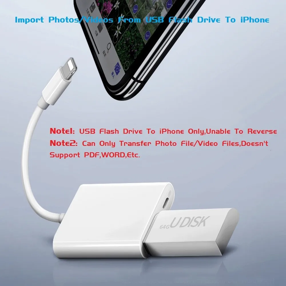 High-Power 500mA Lightning to USB Digital Camera Date Connector Cable Adapter For iPad mini 2/3/4 Air iPhone X XS IOS 9.2-12 OTG