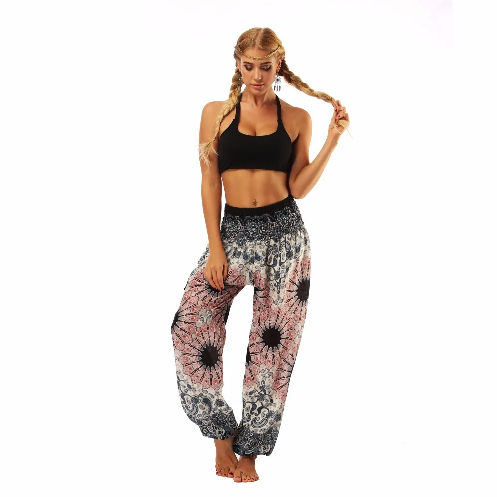 TL010- Watercolor floral wide leg loose yoga pants leggings (3)