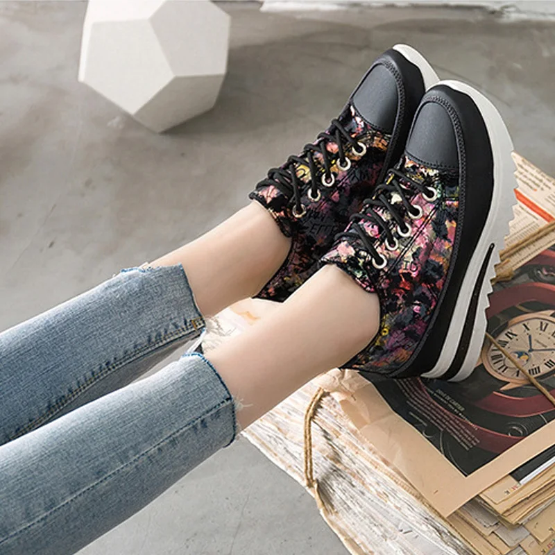 Women Sneakers Platform Running Shoes Brand Women Shoes Lace Up Flowers Basket Shoes Woman Vulcanized Shoes Footwear Trainers