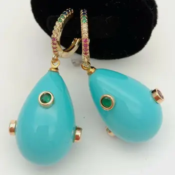 

Mixed color Cz Pave leverbacvk Earrings Turquoise Blue Teardrop Sea Shell Pearl