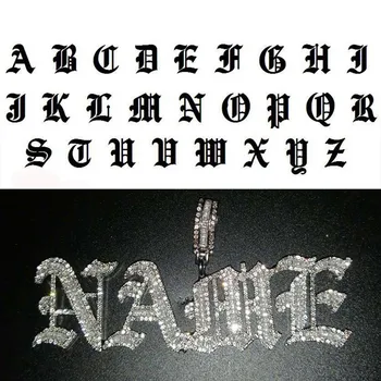 

Hip Hop Custom Name Old English Gothic Font Letter Pendant Necklace Iced Out CZ Men Women Gold Silver Color Jewelry Necklaces