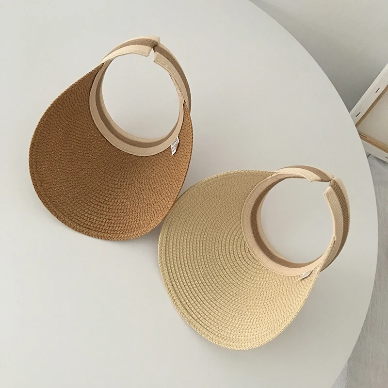 2022 hot sale Summer lady Empty Top Sun Visor Hat Summer straw Wide Brim Sun Caps UV Protection Hat For Men And Women Beach hat 6