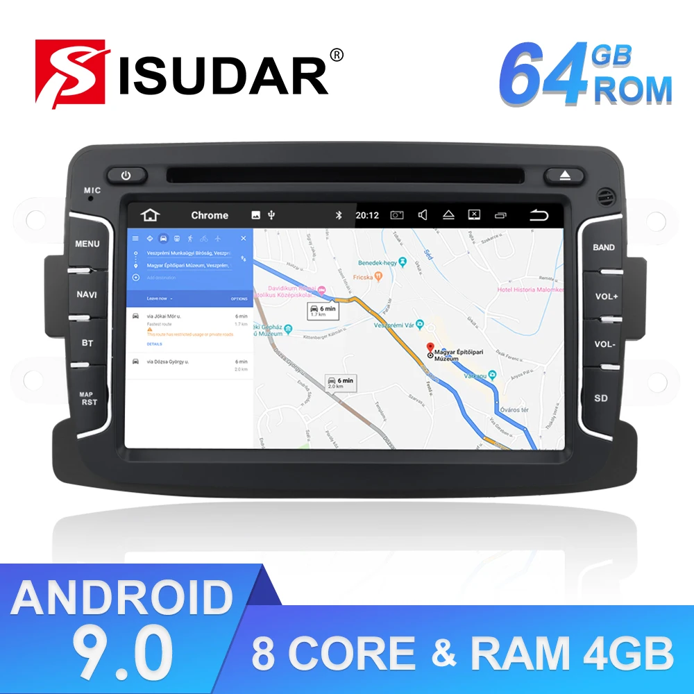 Günstige Isudar 1 Din Auto Radio Android 9 Für Dacia Sandero Duster Renault Captur Lada Xray 2 Logan 2 Auto Multimedia Player GPS DSP DVR