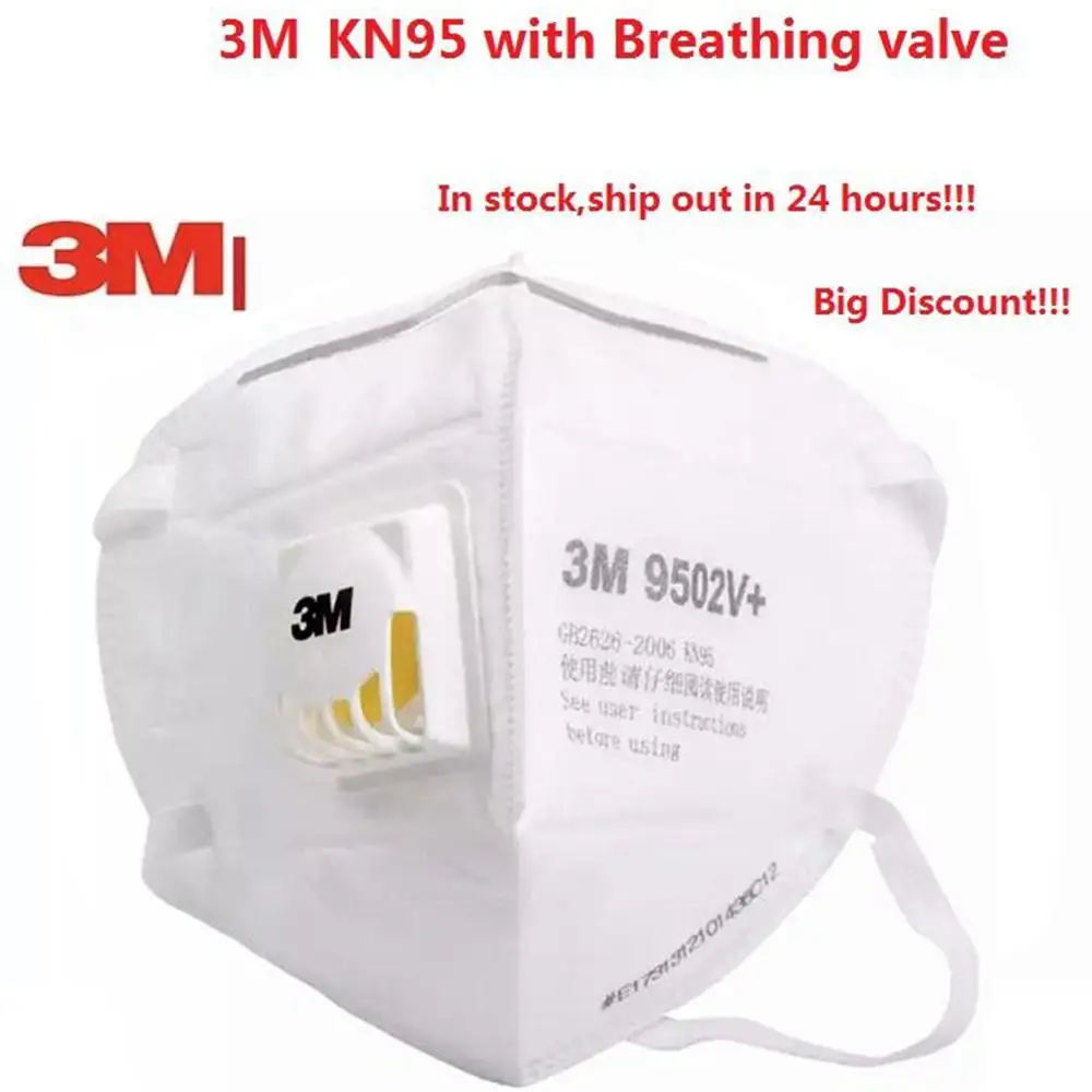 

3M KN95 9502V+ Headloop Disposable Face Mask with Breathing Valve Bacteria Proof 10Pcs Face Mask Mouth Cover Protective Mask