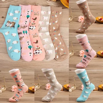 

1 Pair Women Cotton Socks Animal Character Print Women's Winter Socks 9.12