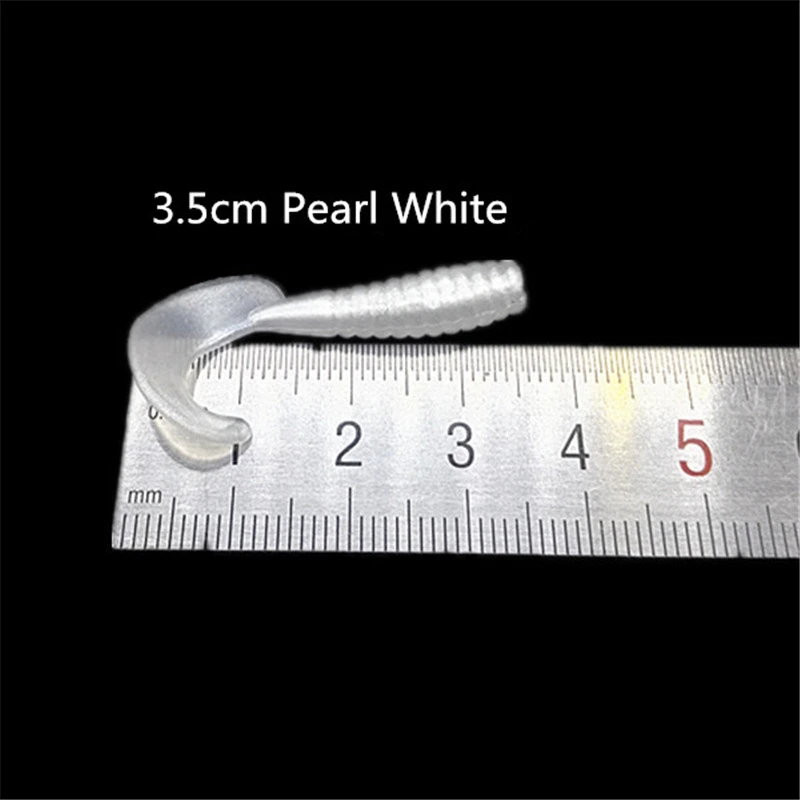 10 Colors Silicone Rubber Fake Maggots Bait Luminous Mini Curly Tail Grubs Soft Worms Fishing Lures 3.5cm 5.5cm 7cm Fishing Bait (19)