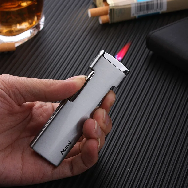 

Metal Torch Turbo Lighter Ultra Thin Cigar Cigarettes Jet Gas Butane Lighters 1300C Windproof Lighter Side Ignition Gasoline