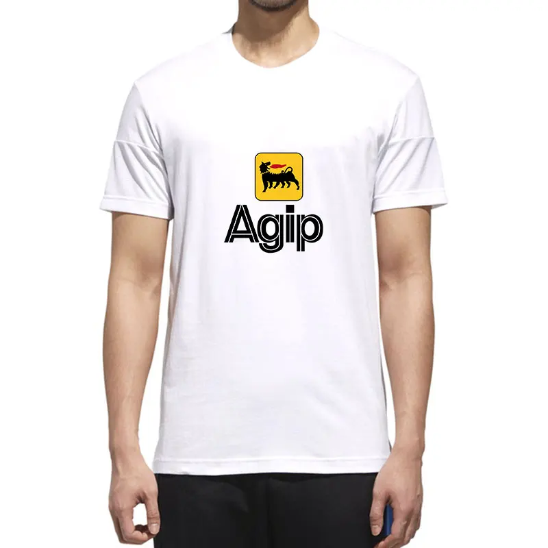 

MOUNTSHARP Agip Print Funny Tshirt Men O-Neck Casual Polyester Knitted Short Sleeve Streetwear Harajuku Sweatshirt Clothes