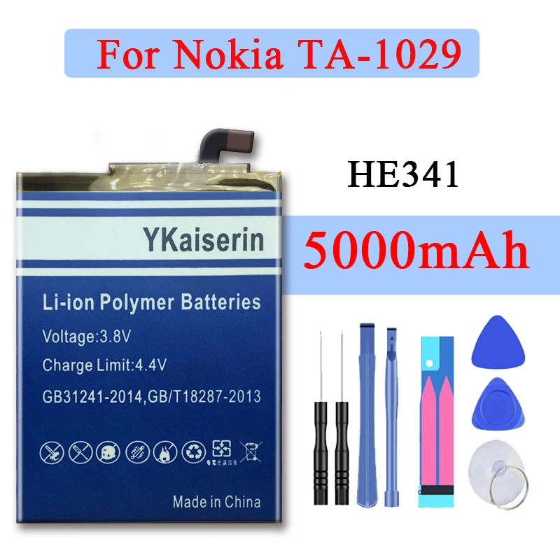 Прочный Сменный аккумулятор для сотового телефона ykaisсеребрин 5000 мАч HE341 Nokia TA 1029