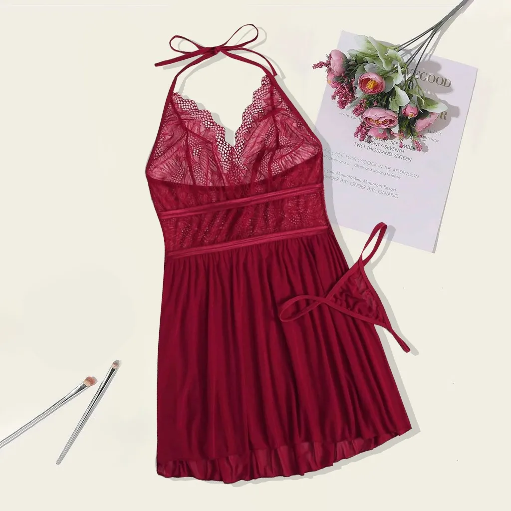 Женские сексуальные ночные рубашки нижнее белье кружевная ночная рубашка с