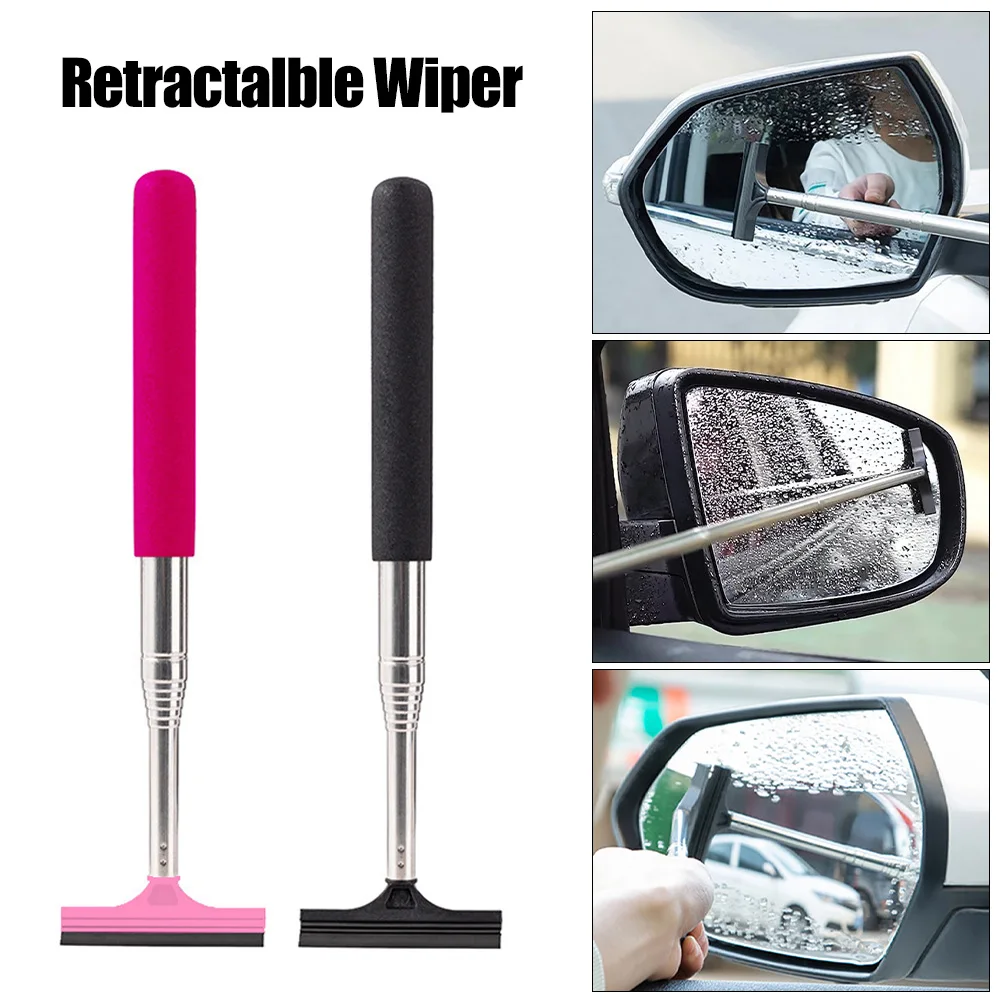 Telescopic Rearview Mirror Squeegee Retractable Double-side Rod Window  Cleaner Squeegee Wiper Brush Glass Cleaning Tool - Scraper - AliExpress