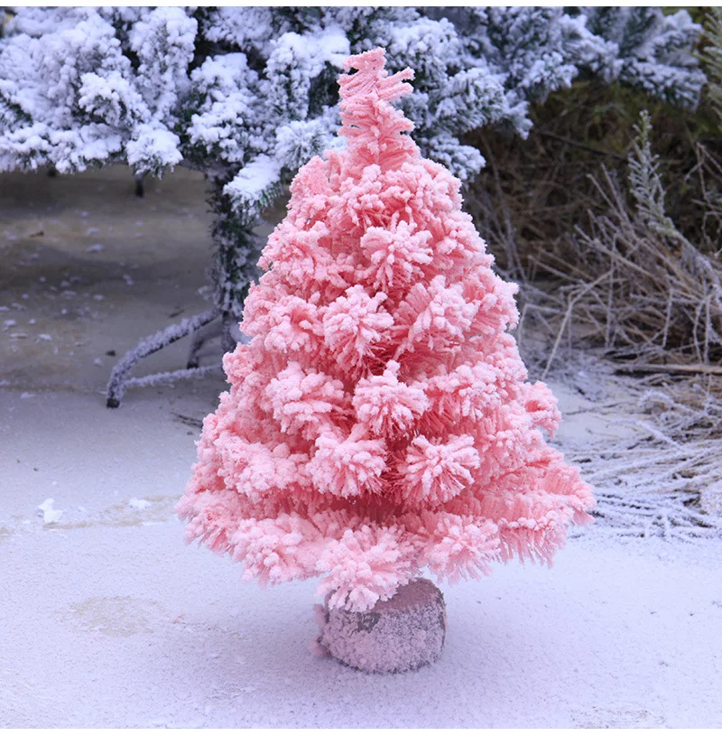 Имитация шифрования падающий снег Флокирование розовая Рождественская елка искусственные рождественские украшения для дома