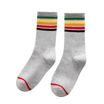 

Cotton Rainbow Color Socks Women Comfortable Meias Mid-calf Autumn Winter Warm Socks Chaussette Female Ankle Socks Xmas Gift