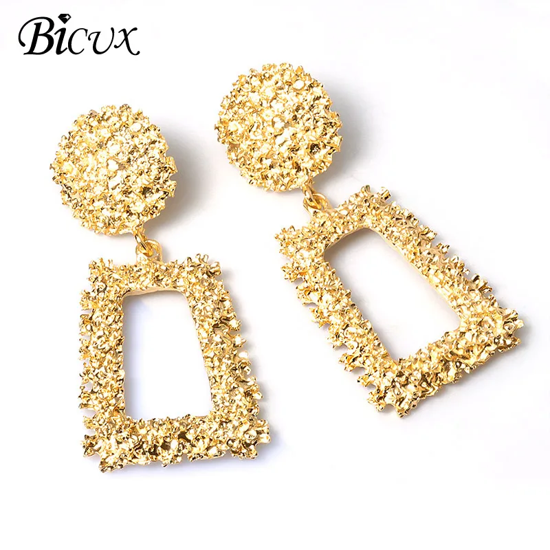 Gold 1 BICUX, модные золотые Висячие серьги для женщин, массивные большие геометрические металлические серьги, Женские Висячие серьги, современные ювелирные изделия - Окраска металла: Gold 1
