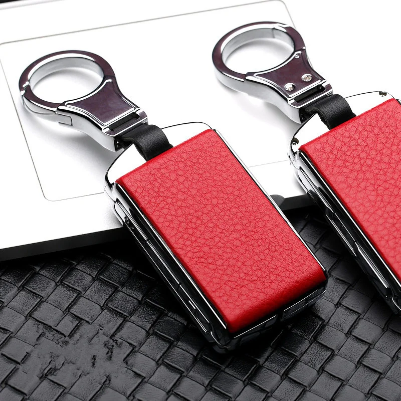 Кожаный чехол для ключей автомобиля из цинкового сплава для Volvo XC40XC60S90XC90 V90 T5T6 T8 аксессуары для стайлинга автомобилей брелок - Название цвета: A-silver red