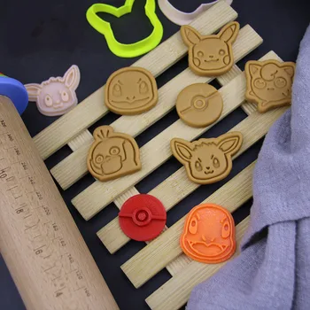 

Small cartoon Pokemon Pikachu cookie mold household baking tool 3D three-dimensional pressing cookie pressing mold baking