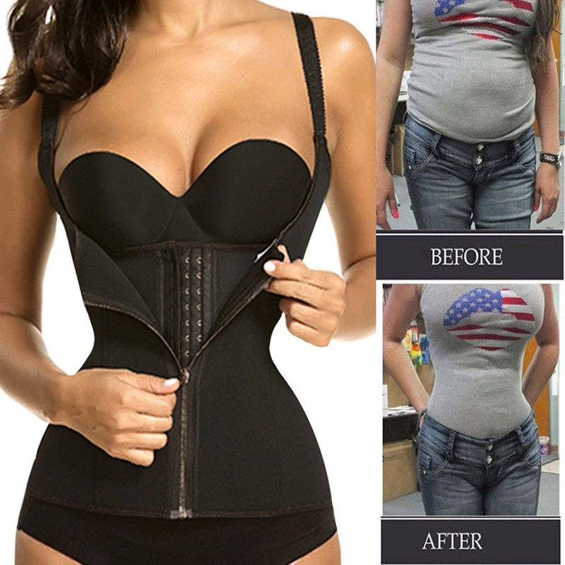 

NEW Hot Adjustable Waist Trainer Vest Gym Sport Workout Slimming Sweat Belt Body Shaper Hook+Zipper Vest Sports Trainer Top Coat