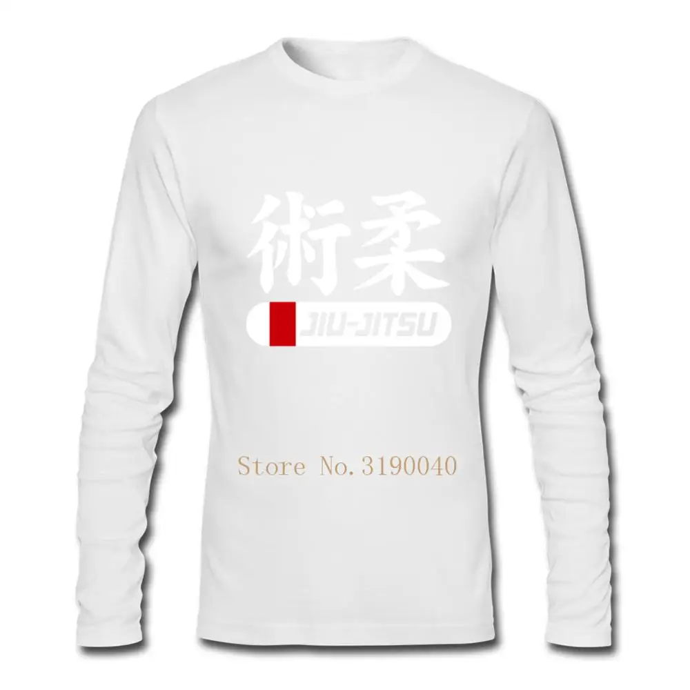 Jiu Jitsu первоклассная бразильская мужская футболка Повседневная дешевая мужская футболка с длинным рукавом с круглым вырезом для мужчин хлопковые рубашки - Цвет: Белый