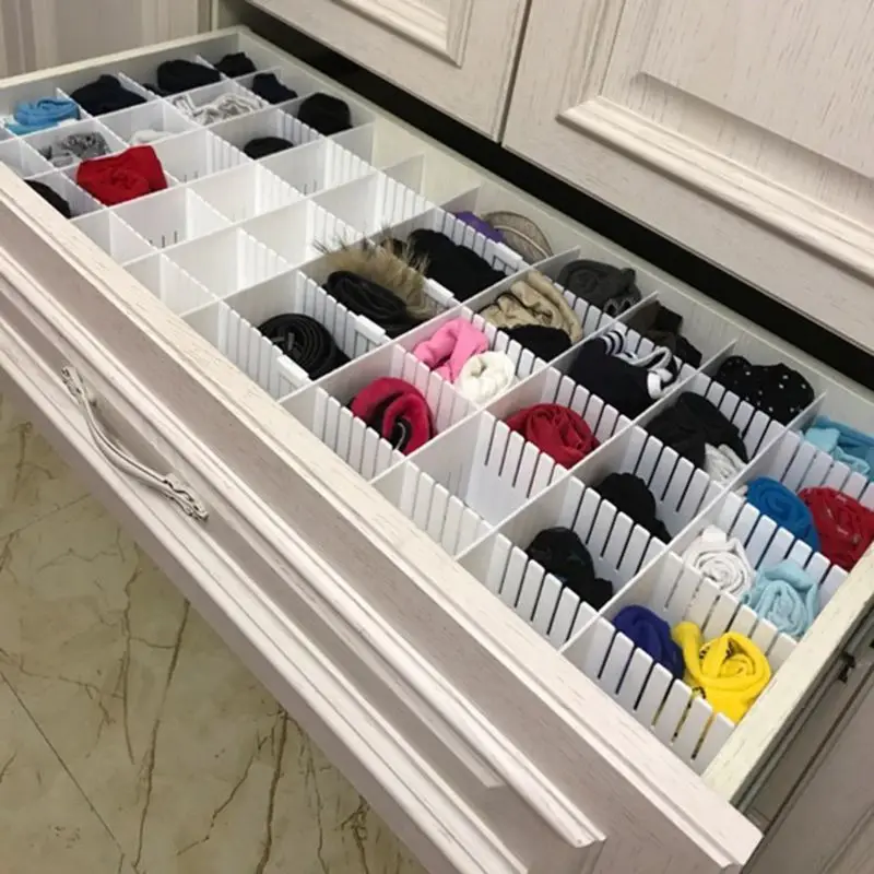 

Drawer Dividers, Drawer Divider Organizers 5PCS DIY Plastic Grid Adjustable Plastic Divider Household Storage Makeup
