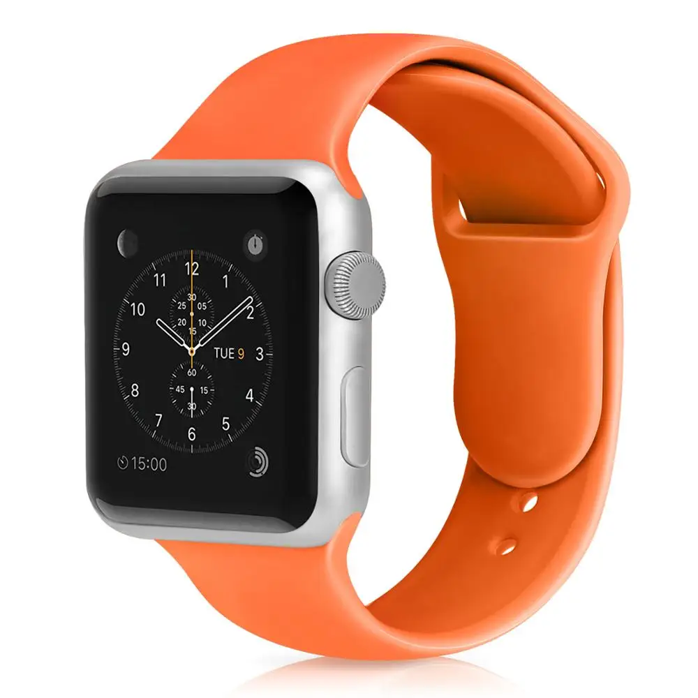 Band For Apple Watch Series 5 4 3 2 1 38/40MM Soft Silicone Breathable Replacement Strap Sport Loop for iwatch series 4 42/44MM - Цвет ремешка: Clementine