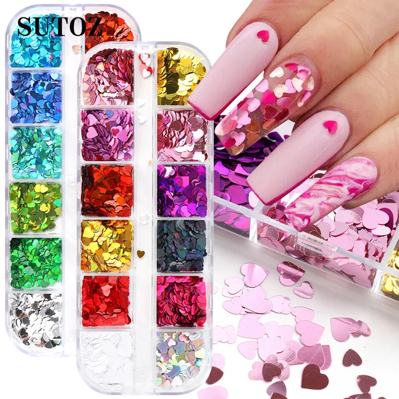 

Holographic Butterfly Heart-shaped Heart Nail Art Glitter Micro Laser Star Flakes 3D Sequins Polish Manicure Nail Decoration