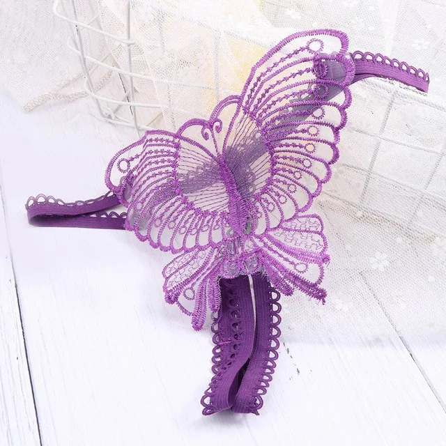 Purple butterfly A Белье с бабочками женские штаны сексуальные соблазнительные трусики-танга бабочка Эротическое белье стринги трусы с вырезами трусики для секса - Цвет: Purple butterfly A